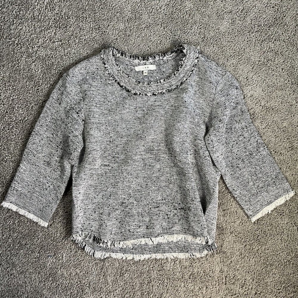 Iro Sweater Womens Pullover Gray Sweater Top Pullover Casual Ladies Fringe 38